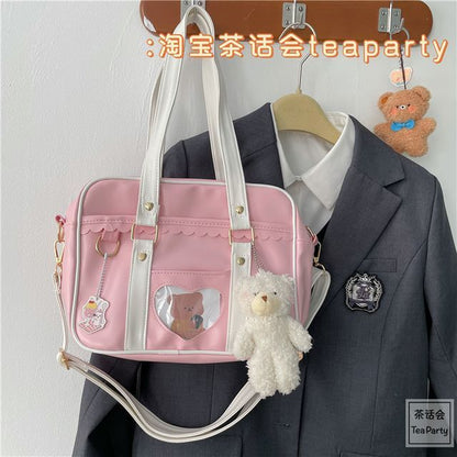 Cartoon Print Faux Leather Tote Bag / Bag Charm / Set SpreePicky