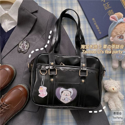 Cartoon Print Faux Leather Tote Bag / Bag Charm / Set SpreePicky