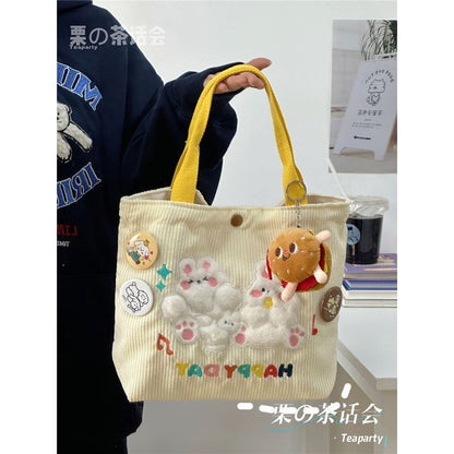 Cartoon Embroidered Tote Bag / Bag Charm / Set SpreePicky