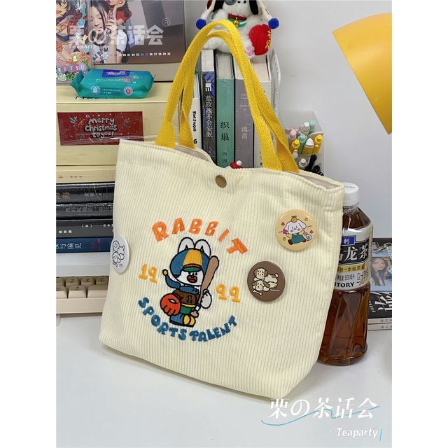 Cartoon Embroidered Tote Bag / Bag Charm / Set SpreePicky