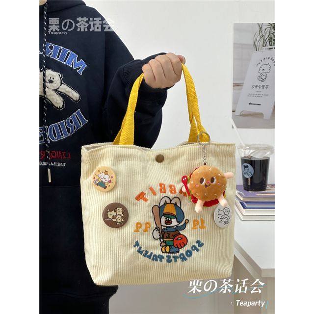 Cartoon Embroidered Tote Bag / Bag Charm / Set SpreePicky