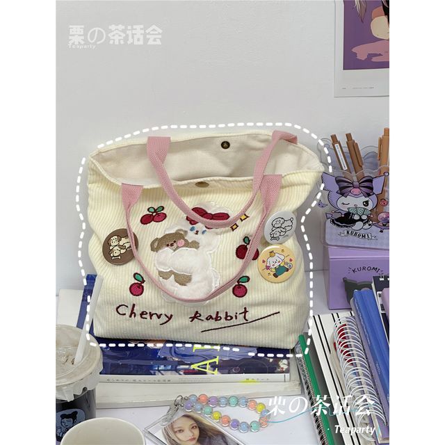 Cartoon Embroidered Tote Bag / Bag Charm / Set SpreePicky