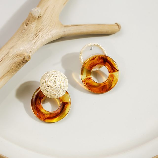 Resin Round Woven Earring SpreePicky