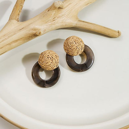 Resin Round Woven Earring SpreePicky