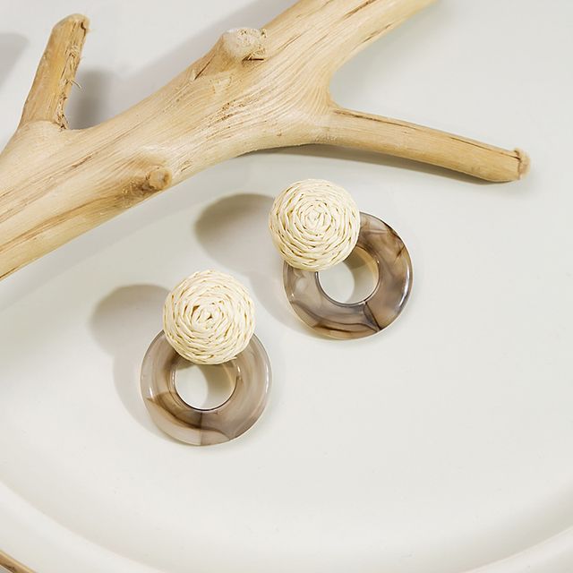 Resin Round Woven Earring SpreePicky