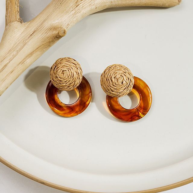 Resin Round Woven Earring SpreePicky