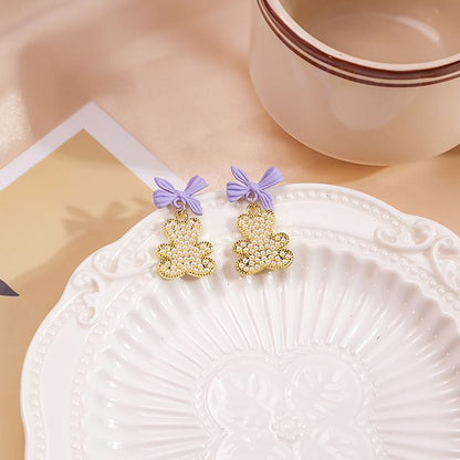 Bow Pearl Bear Alloy Earring SpreePicky