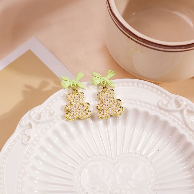 Bow Pearl Bear Alloy Earring SpreePicky