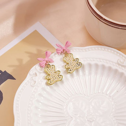 Bow Pearl Bear Alloy Earring SpreePicky