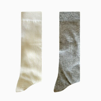 Set Of 2: Plain Ribbed Socks SpreePicky