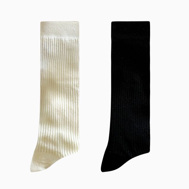 Set Of 2: Plain Ribbed Socks SpreePicky