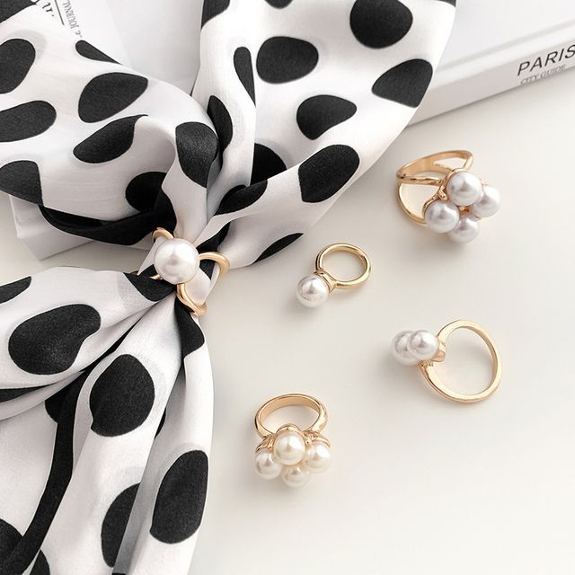 Faux Pearl Alloy Scarf Ring SpreePicky