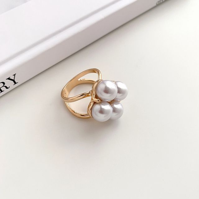 Faux Pearl Alloy Scarf Ring SpreePicky