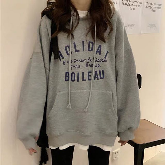 Hoodie Lettering Oversized FashionChic