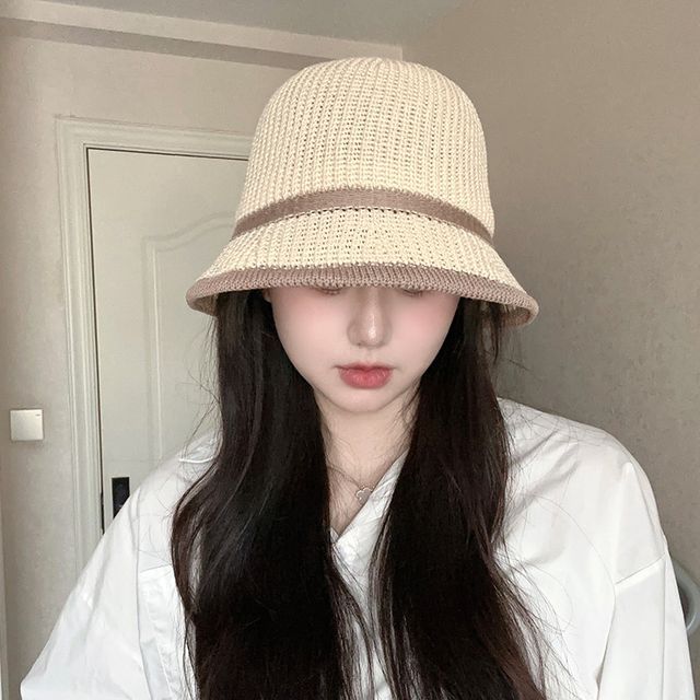 Contrast Trim Straw Bucket Hat SpreePicky