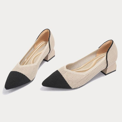 Pointed Cap Toe Chunky Heel Pumps mySite