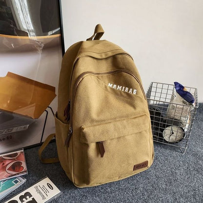 Lettering Print Canvas Backpack mySite