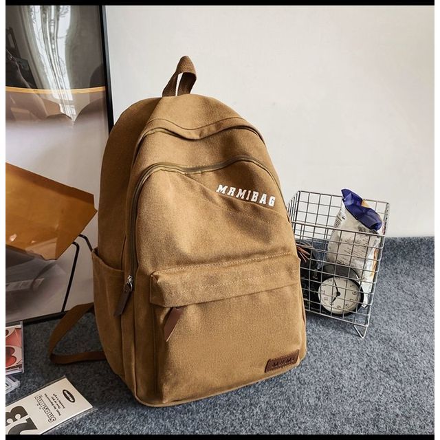 Lettering Print Canvas Backpack mySite