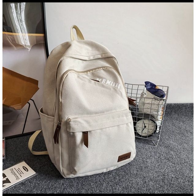 Lettering Print Canvas Backpack mySite