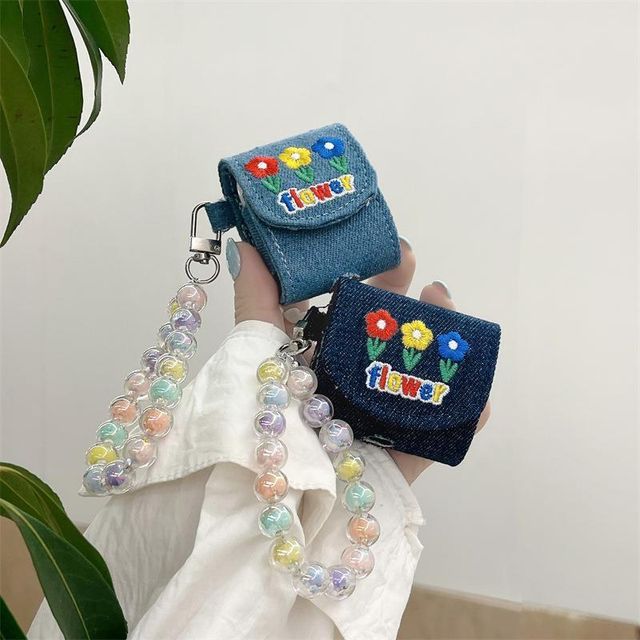 Floral Embroidered Denim AirPods / Pro Earphone Case Skin SpreePicky