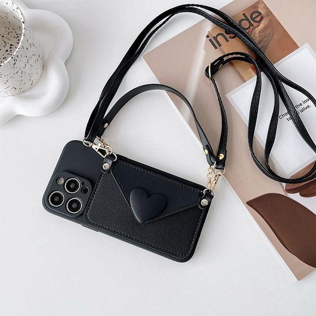 Heart Coin Purse Crossbody Strap Phone Case - iPhone 14 Pro Max / 14 Pro / 14 Max / 14 / 13 Pro Max / 13 Pro / 13 / 13 mini / 12 Pro Max / 12 Pro / 12 / 12 mini / 11 Pro Max / 11 Pro / 11 / SE / XS Max / XS / XR / X / 8 / 8 Plus / 7 / 7 Plus SpreePicky