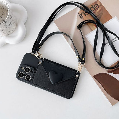 Heart Coin Purse Crossbody Strap Phone Case - iPhone 14 Pro Max / 14 Pro / 14 Max / 14 / 13 Pro Max / 13 Pro / 13 / 13 mini / 12 Pro Max / 12 Pro / 12 / 12 mini / 11 Pro Max / 11 Pro / 11 / SE / XS Max / XS / XR / X / 8 / 8 Plus / 7 / 7 Plus SpreePicky