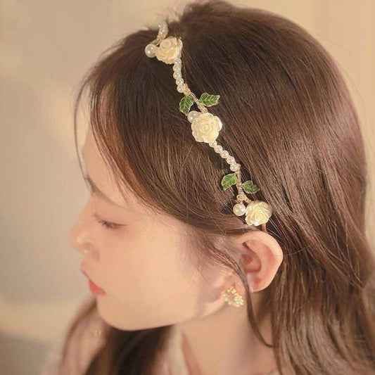 Rose Faux Pearl Alloy Headband SpreePicky