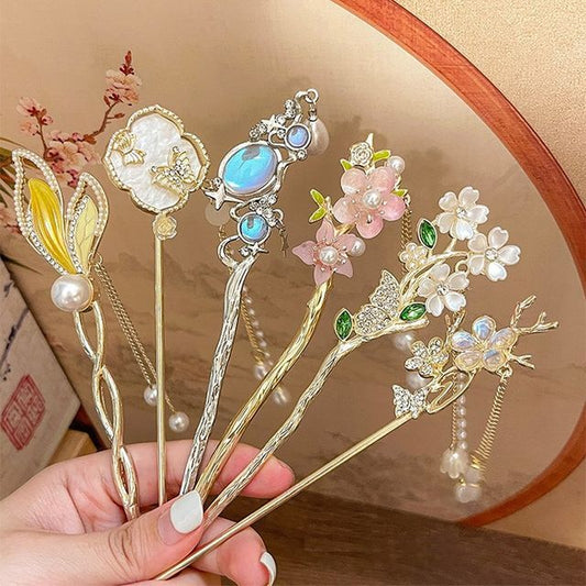 Floral Acrylic Alloy Hair Stick SpreePicky