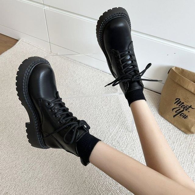 Platform Lace Up Short Boots mySite