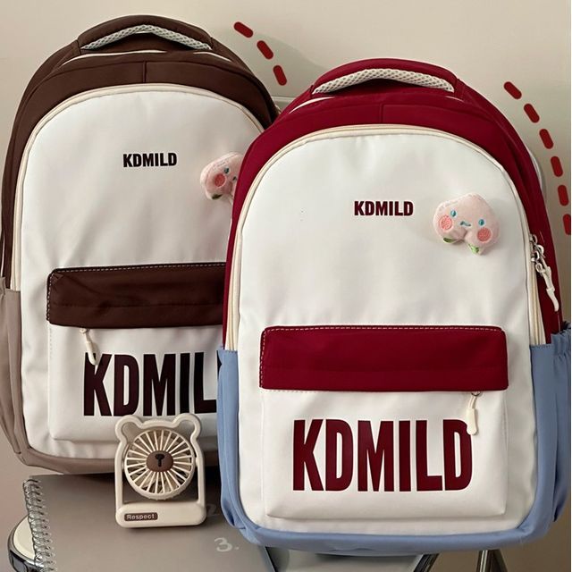 Color Block Lettering Backpack SpreePicky