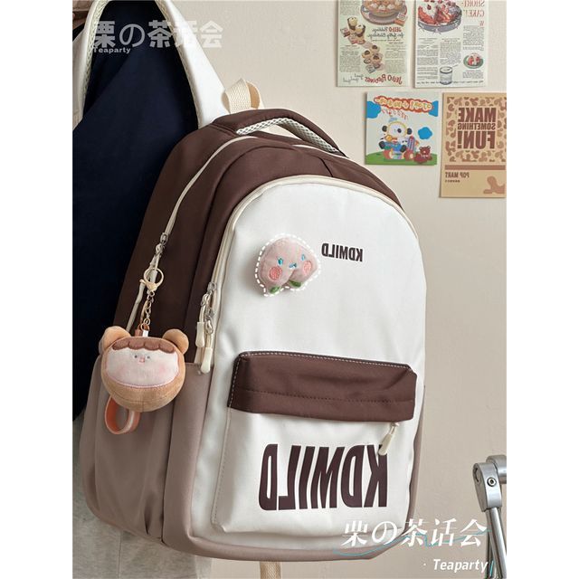 Color Block Lettering Backpack SpreePicky