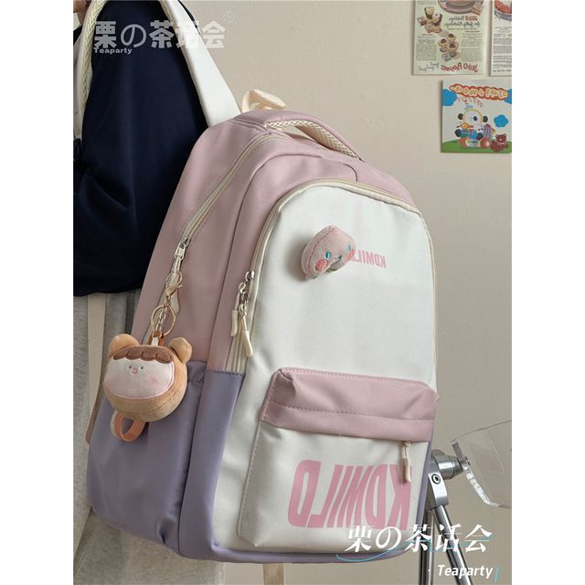 Color Block Lettering Backpack SpreePicky