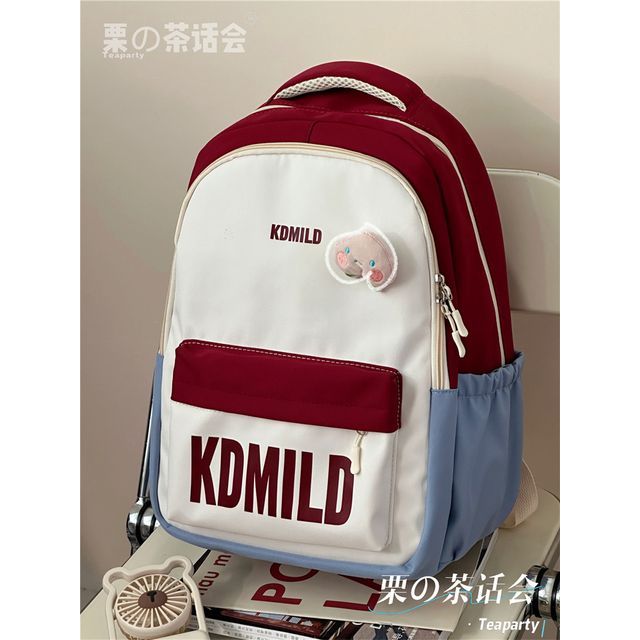 Color Block Lettering Backpack SpreePicky