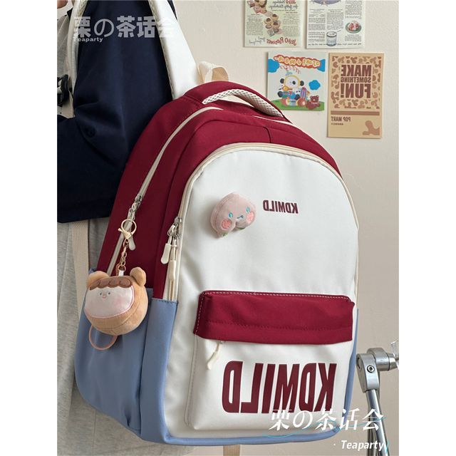 Color Block Lettering Backpack SpreePicky