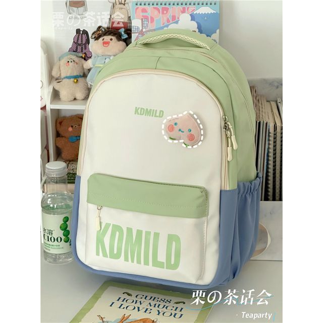 Color Block Lettering Backpack SpreePicky