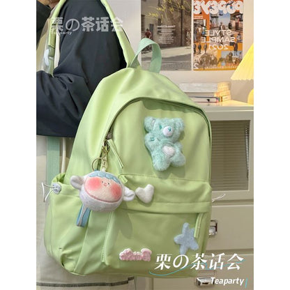 Plain Cartoon Applique Backpack SpreePicky