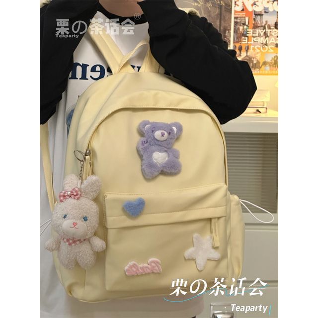 Plain Cartoon Applique Backpack SpreePicky