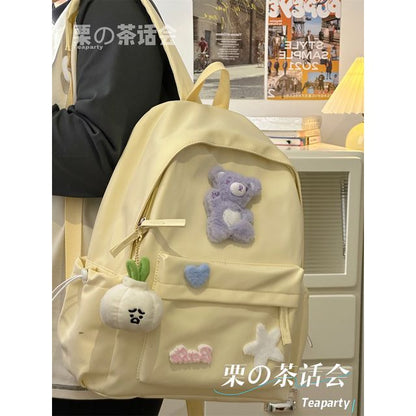 Plain Cartoon Applique Backpack SpreePicky