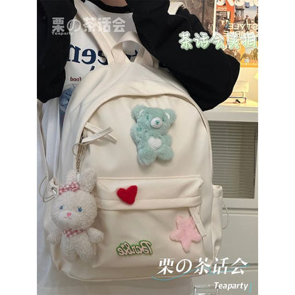 Plain Cartoon Applique Backpack SpreePicky