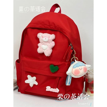 Plain Cartoon Applique Backpack SpreePicky