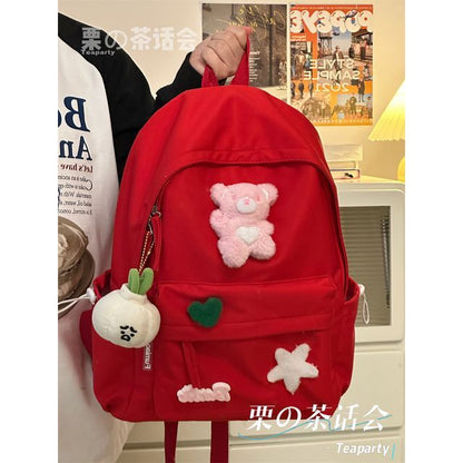 Plain Cartoon Applique Backpack SpreePicky