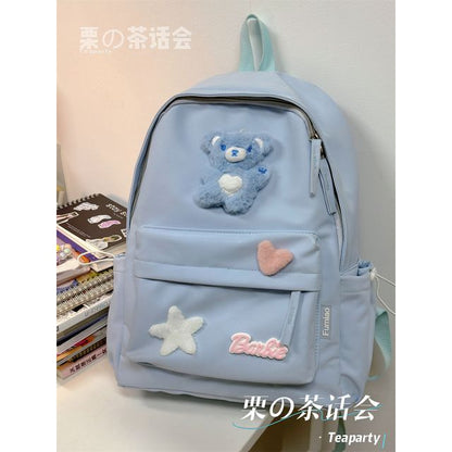 Plain Cartoon Applique Backpack SpreePicky