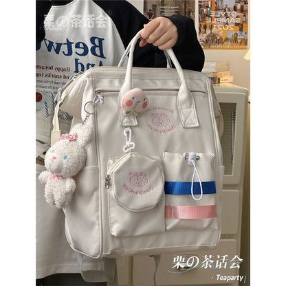 Strawberry Embroidered Top Handle Backpack SpreePicky