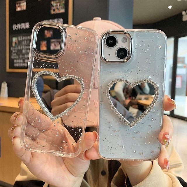 Heart Mirrored Phone Case - iPhone 14 Pro Max / 14 Pro / 14 Max / 14 / 13 Pro Max / 13 Pro / 13 / 13 mini / 12 Pro Max / 12 Pro / 12 / 12 mini / 11 Pro Max / 11 Pro / 11 / SE / XS Max / XS / XR / X / 8 / 8 Plus / 7 / 7 Plus SpreePicky