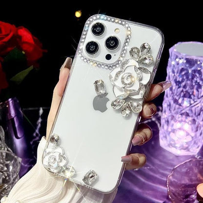 Floral Rhinestone Transparent Phone Case - iPhone 14 Pro Max / 14 Pro / 14 Max / 14 / 13 Pro Max / 13 Pro / 13 / 13 mini / 12 Pro Max / 12 Pro / 12 / 12 mini / 11 Pro Max / 11 Pro / 11 / SE / XS Max / XS / XR / X / 8 / 8 Plus / 7 / 7 Plus SpreePicky