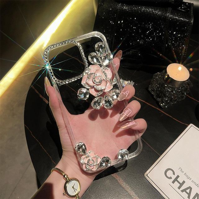 Floral Rhinestone Transparent Phone Case - iPhone 14 Pro Max / 14 Pro / 14 Max / 14 / 13 Pro Max / 13 Pro / 13 / 13 mini / 12 Pro Max / 12 Pro / 12 / 12 mini / 11 Pro Max / 11 Pro / 11 / SE / XS Max / XS / XR / X / 8 / 8 Plus / 7 / 7 Plus SpreePicky