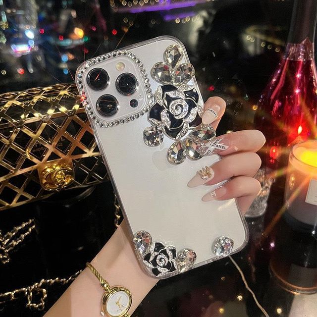 Floral Rhinestone Transparent Phone Case - iPhone 14 Pro Max / 14 Pro / 14 Max / 14 / 13 Pro Max / 13 Pro / 13 / 13 mini / 12 Pro Max / 12 Pro / 12 / 12 mini / 11 Pro Max / 11 Pro / 11 / SE / XS Max / XS / XR / X / 8 / 8 Plus / 7 / 7 Plus SpreePicky