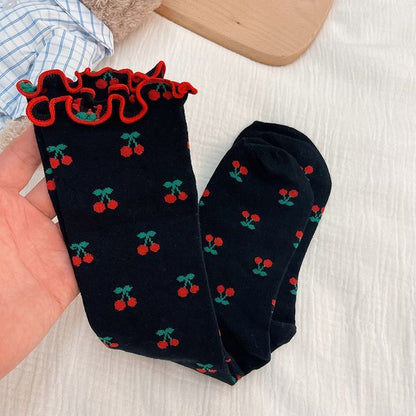 Cherry Print Frill Trim Socks SpreePicky