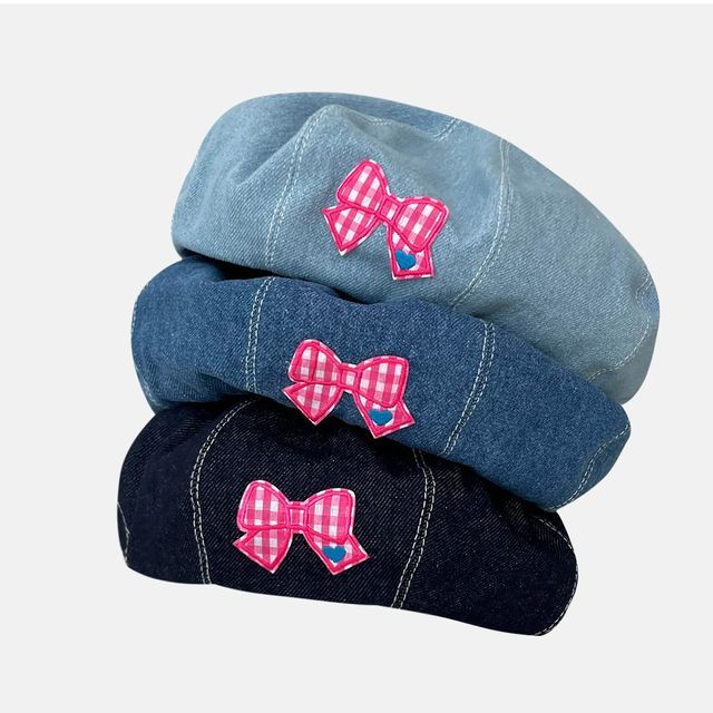 Applique / Denim Beret Hat SpreePicky