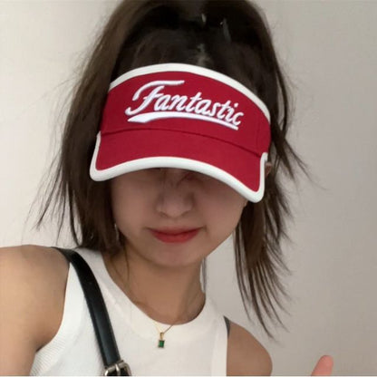 Lettering Embroidered Piped Visor Hat SpreePicky